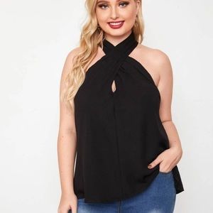 NWOT black crisscross halter top